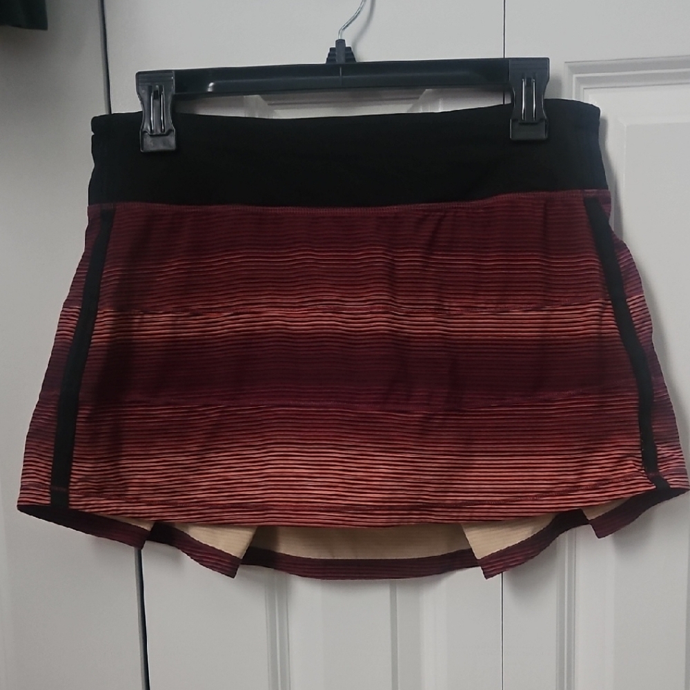 Lululemon Athletica Pace Rival Skirt II Simply Radiant Pink Paradise Black SZ 8